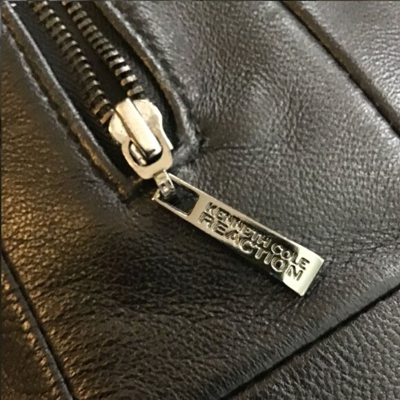 Kenneth Cole Reaction Black Collar Leather Coat - Picture 11 of 15